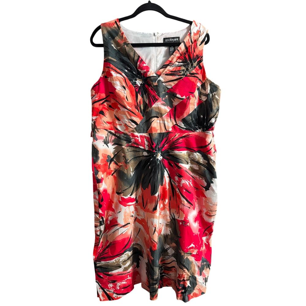 Lane Bryant Women's Plus Size Pink Floral Flower Sleeveless Dress Size 20